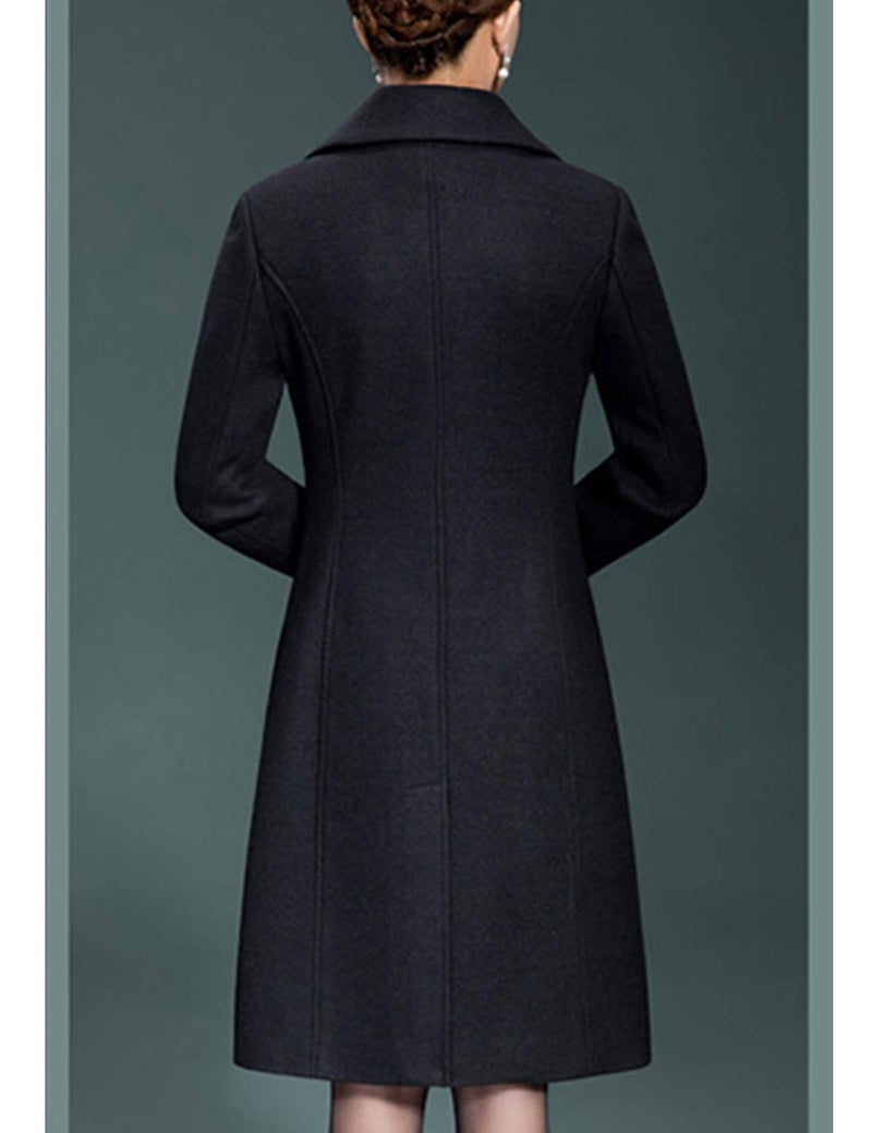 Jenkoon Women's Wool Trench Coat Winter Long Thick Overcoat Walker Coat (Black, X-Small) - Image 4